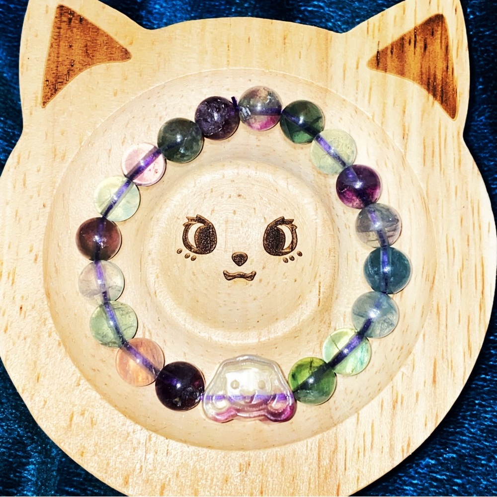 Flourite Cinnamoroll Crystal Bead Bracelet